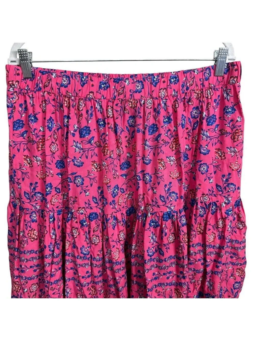 Lane‎ Bryant Pink Floral Drop Waist Skirt Size 14/16 Boho Rayon